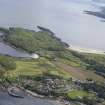 Oblique aerial view of Carradale Golf Course and Carradale Pier, looking S.