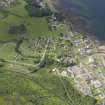 Oblique aerial view of Kilkerran Cemetery and St Ciarans Old Parish Church, looking NNW.
