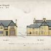 Front and West elevations.
Titled:  'Villa At Gullane Set B. No 3'.
