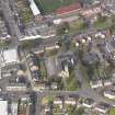 Oblique aerial view of Larbert East Church, taken from the S.
