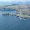 General oblique aerial view of North Haven Harbour, Fair Isle, looking SW.