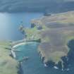General oblique aerial view of North Haven Harbour, Fair Isle, looking SSW.