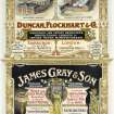 Advertisement for Duncan Flockhart & Co, 104,106, 108 Canongate, Edinburgh and James Gray & Son, 89 George Street, Edinburgh
