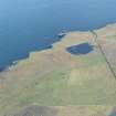 General oblique aerial view of Loch of Huxter, looking N.