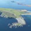 General oblique aerial view of Sumburgh, looking SW.