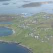 General oblique aerial view of Symbister, looking NNW.