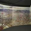 Interior. View of exhibition display within the Bannockburn Heritage Centre, showing a mural depiction of The Battle of Stirling Bridge