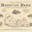Promotional advertisment showing site and feu plans  for new residential development.
Title: Feuing Plan of Barton Park.  The Property of Sir James Maitland Bart.
