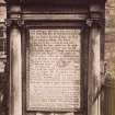 Detail of Martyr's Monument, Greyfriars Churchyard, Edinburgh, showing inscription. 
Titled: 'Martyr's Monument, Greyfriar's Churchyard, Edinburgh.197 G.W.W.'
PHOTOGRAPH ALBUM NO. 195: PHOTOGRAPHS BY G.W. WILSON AND CO.