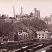  View from North Bridge, Edinburgh, across rail lines of  Waverley Station to Calton Hill. Not titled.
Photograph Album 195  Photographs by G W Wilson & Co
