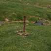 One of the cast iron stanchions from a post and wire fence across the S end of Fianuis, taken from the S.