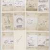 Publications drawings; eleven inked plans mounted on a single sheet. Digital image.