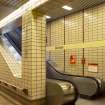 Interior view at platform level of escalator leading up to concourse of Govan Cross Subway Station, 771-5 Govan Road, Glasgow.