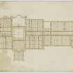 Drawing showing plan of bedroom storey.