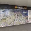 View of central section and right-hand panel of Alasdair Gray mural within Hillhead subway station