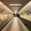 View looking along the island platform of Shields Road subway station, with a train waiting at the Outer Circle platform