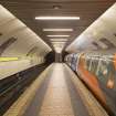 View looking along the island platform of Shields Road subway station, with a train waiting at the Inner Circle platform