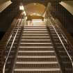 View from platform level, looking up stair linking platform and concourse levels within Shields Road subway station