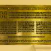 Interior. Detail of brass WW1 memorial plaque