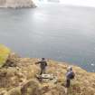 General shot of structure from above (SW). Strat Halliday and Jill Harden in shot.