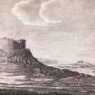 Engraving showing view of Dun Beag broch, Struanmore 
Titled: 'DANISH FORT IN SKIE'