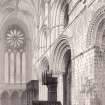 Engraving showing interior view of St Magnus Cathedral, Kirkwall