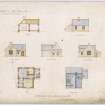 Plans, Elevations and Sections of Gate Lodge, Kinmonth House.