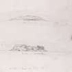 Sketch views of cairn and dun at Carinish.