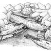 Sketch of the eroded forwardmost surviving structure excavated beneath the ballast mound. (Graham Scott)