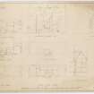 Edinburgh, 13 Water's Close, 'Lamb's House'.
Plan of elevations, floors and section.
Titled: 'Lamb's House Leith'.