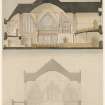 Longitudinal and transverse sections, showing elevations of interior.
Titled: 'Trinity College Church, Edinburgh'.
