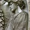 Image of a section of a relief showing an angel, Dean Cemetery, Edinburgh. 
