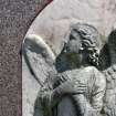 Detail of relief showing angel looking towards the heavens, Liberton Cemetery, Edinburgh.