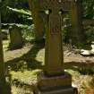 View of gravestone in memory of William Fraser in style of Celtic Cross, Newington Cemetery, Edinburgh.