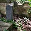 View of gravestone from catacomb terrace, Newington Cemetery, Edinburgh.
