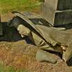 Detail of fallen stone angel from gravestone in memory of Ormond Haldane Garland M.D, Newington Cemetery, Edinburgh.