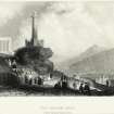 Engraving showing view of Calton Hill, Edinburgh, towards Salisbury Crags.
Titled: 'THE CALTON HILL (With Nelson's Monument)'.
Inscribed: 'W H Bartlett, H Griffiths'.

