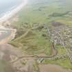 General oblique aerial view of the mouth of the Ythan estuary centred on Newburgh-on-Ythan Golf Course, looking to the S.