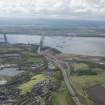 General oblique aerial view of the River Forth centred on the new  Forth Bridge crossing, looking to the S.