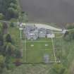 Oblique aerial view of Dunecht House and chapel, looking to the N.