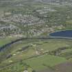 Oblique aerial view of the Aspire Golf Centre with Inchgarth Reservoir, looking to the NW.