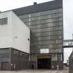 General view of North East corner of turbine hall showing glazing and elevated walkway on right.