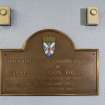 Interior. Detail of wall plaque commemorating the opening of the extension to the building on 29th Feb 1972.