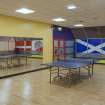 Interior. View into dance studio above ice rink.