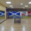 Interior. View into dance studio above ice rink.