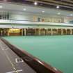 Interior. View from north east corner of the carpet bowls hall, looking back to the viewing balcony with the locker room below.