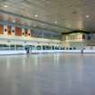 Interior. View from south west looking across the ice rink to the viewing balcony and cantilevered dance studio.