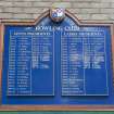 Interior. Detail of carpet bowling club Presidents board.