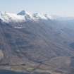General oblique aerial view of Liathach with Torridon village in the foreground, looking NNE.