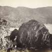 Wide view of rock formations and surrounding landscape at Uragaig beach, Colonsay.
Titled: '140. at Urgaig. Colonsay.'
PHOTOGRAPH ALBUM NO 186: J B MACKENZIE ALBUMS vol.1